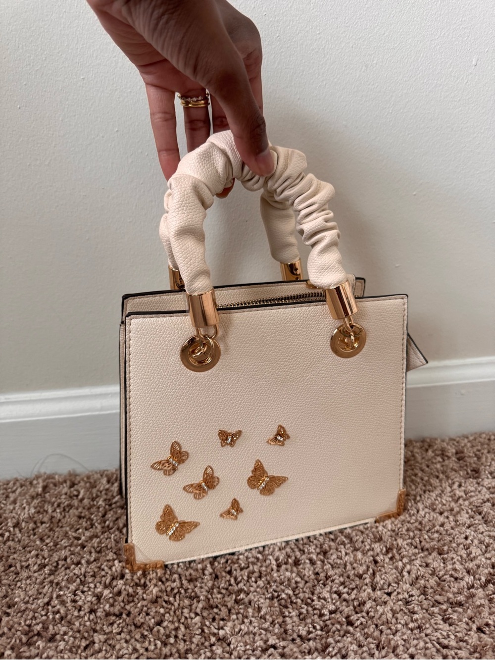 Aldo Women’s Cream Butterfly Accent Top-Handle Bag